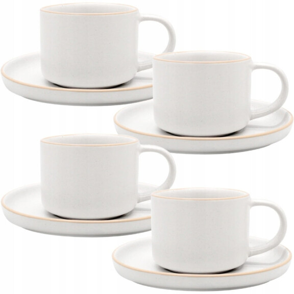 4X FILIŻANKA 220 ML SERWIS KAWOWY ARTENA FILIŻANKI PORCELANA DO KAWY SPODEK