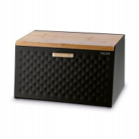 Elegancki CHLEBAK CZARNY metalowy pojemnik na chleb pieczywo Geometric Wood