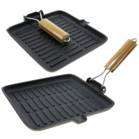 PATELNIA ŻELIWNA Grillowa CIĘŻKA 24x24 GRILL