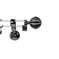 Karnisz Metalowy Prestige podwójny 25/19mm Kula Elegant Antracyt - biały