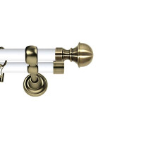 Karnisz Metalowy Prestige podwójny 25/19mm Bella Antyk mosiądz - biały
