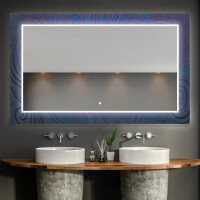 Backlit Decorative Mirror For The Bathroom - Blue Drawing