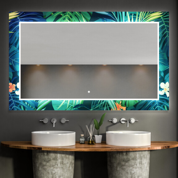 Backlit Decorative Mirror For The Bathroom - Tropical