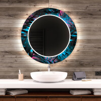Round Decorative Mirror With LED Lighting For The Bathroom - Fluo Tropic