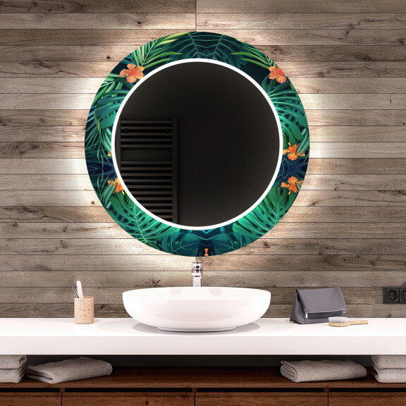 Round Decorative Mirror With LED Lighting For The Bathroom - Tropical