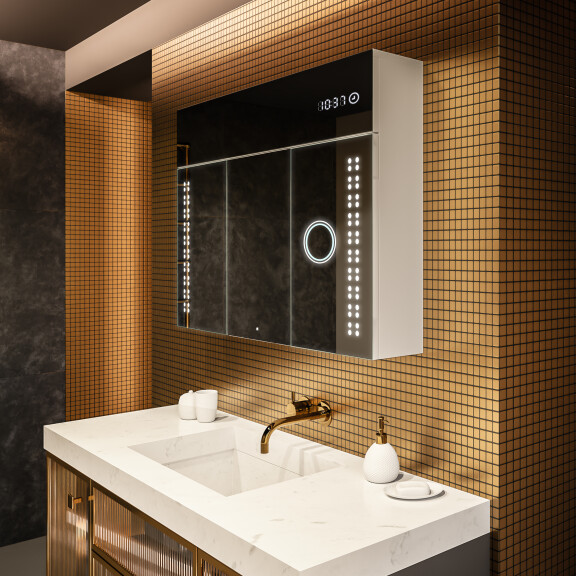 LED Illuminated Mirror Cabinet - L55 Emily 100 x 72cm