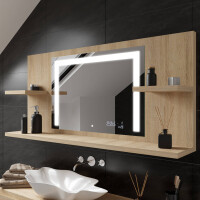 Bathroom led illuminated mirror with shelves L11