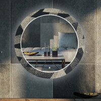 Round Backlit Decorative Mirror LED For The Living Room - Dotted Triangles