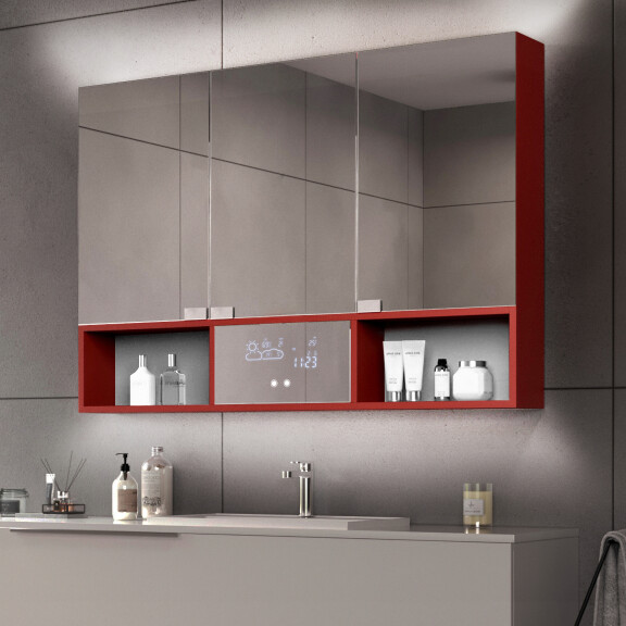 LED Bathroom Cabinet Emma - 3-door 100 x 72cm