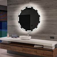 Battery operated bathroom round mirror with lights L117