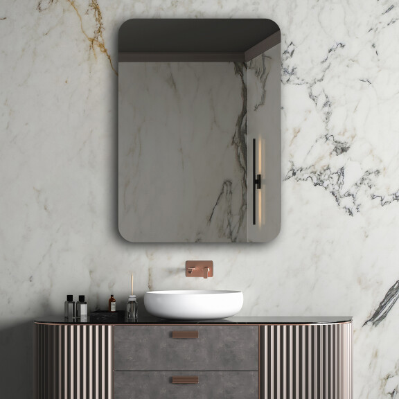Rounded vertical wall hanging mirror L200
