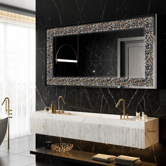 Backlit Decorative Mirror - Natural Stones