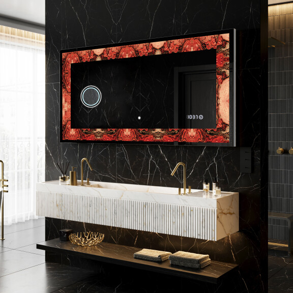 Backlit Decorative Mirror - Fiery Reflections