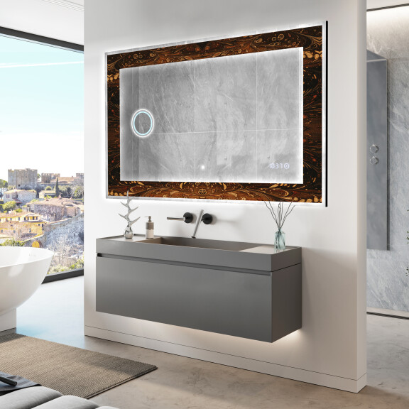 Backlit Decorative Mirror - Amber Shell