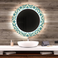 Ronde decoratieve spiegel met led-verlichting voor op de badkamer - Abstract Seamless