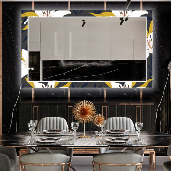 Decoratieve spiegel met led-verlichting voor in de eetkamer - Bells Flowers