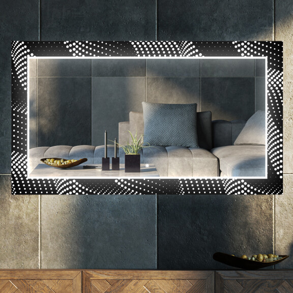 Decoratieve spiegel met led-verlichting voor in de woonkamer - Dark Wave