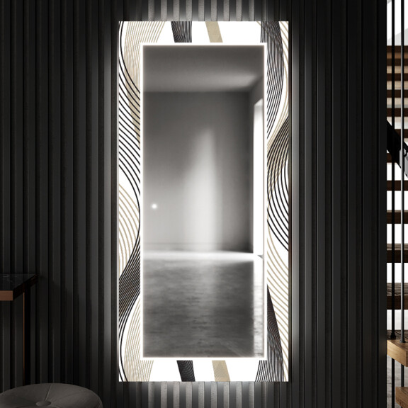Decoratieve spiegel met led-verlichting voor in de gang - Waves