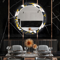 Ronde decoratieve spiegel met led-verlichting voor in de eetkamer - Bells Flowers