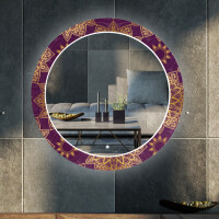 Ronde decoratieve spiegel met led-verlichting voor in de woonkamer - Gold Mandala