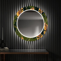 Rond verlichte decoratieve spiegel led voor de gang - Botanical Flowers