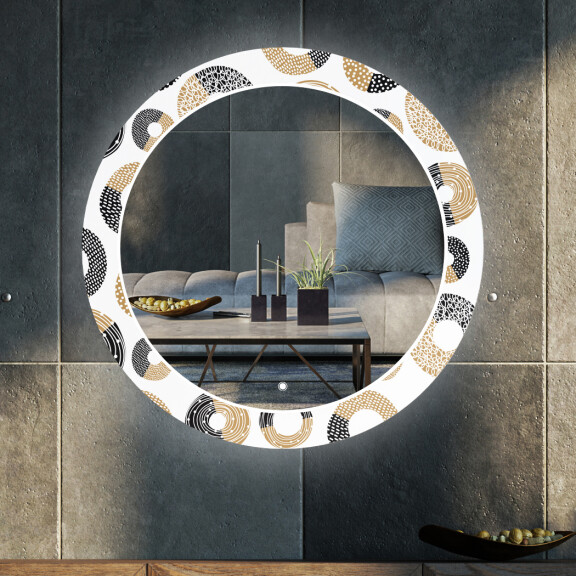 Ronde decoratieve dpiegel met led-verlichting voor in de woonkamer - Donuts