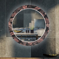Ronde decoratieve spiegel met led-verlichting voor in de woonkamer - Jungle
