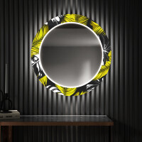 Rond verlichte decoratieve spiegel led voor de gang - Gold Jungle