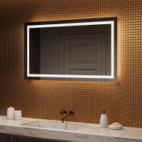 Moderne badkamer spiegel met led-verlichting 120x70cm met koel LED-licht 7000K, warm licht 3000K of neutraal licht 4500K