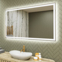Moderne badkamer spiegel met led-verlichting 120x70cm met koel LED-licht 7000K, warm licht 3000K of neutraal licht 4500K