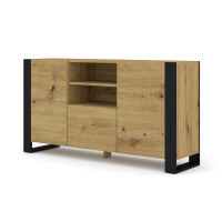 Komoda industrialna Mondi 158cm, dąb artisan