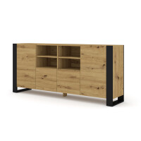 Komoda industrialna Mondi 188cm, dąb artisan
