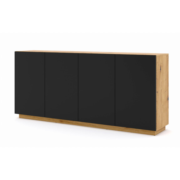 Komoda Aura KOM4D 198cm, dąb artisan / czarny mat