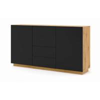 Komoda Aura KOM2D4S 164cm, dąb artisan / czarny mat