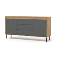 Komoda NESTA 166cm, dąb craft złoty / bazalt