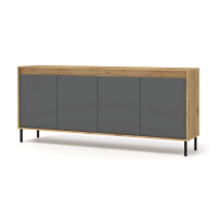 Komoda NESTA 192cm, dąb craft złoty / bazalt