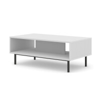 Stolik kawowy Ravenna B 90x60cm biały mat, nogi czarne metalowe proste
