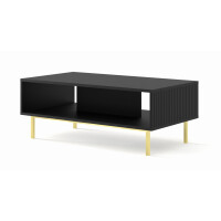 Stolik kawowy Ravenna B 90x60cm czarny mat, nogi złote metalowe proste