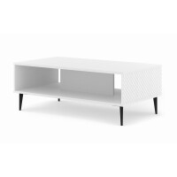 Stolik kawowy Ravenna PC Diament 90x60cm biały mat / biały połysk - nogi czarne metalowe szpilka