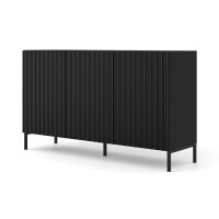 Komoda Wave 150cm 3D, czarny mat - nogi metalowe czarne