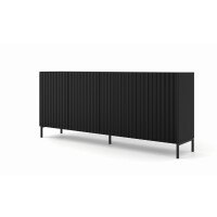 Komoda Wave 200cm 4D, czarny mat - nogi metalowe czarne