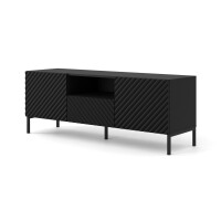 Szafka RTV Surf 150cm 2D1S, czarny mat - nogi metalowe czarne