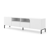 Szafka RTV Surf 200cm 2D2S, biały mat - nogi metalowe czarne
