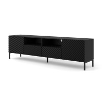 Szafka RTV Surf 200cm 2D2S, czarny mat - nogi metalowe czarne