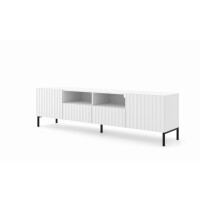 Szafka RTV Wave 200cm 2D2S, biały mat - nogi metalowe czarne