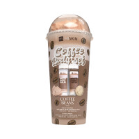 HISKIN BODY COFFEE SET Zestaw kąpielowy w tubie żel do mycia ciała 100ml+balsam do ciała 100ml+myjka+kula 15g
