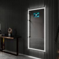 Moderne zrkadla do predsiene s LED L57 velke zrkadla na stenu s Bluetooth reproduktor, Wi-Fi meteostanica