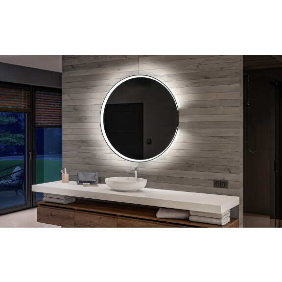 Nástenne okrúhle zrkadlo do kupelne s osvetlenim LED s batériovým L123