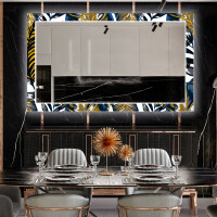 Espejo LED rectangulares grandes comedor decorativos - colorful leaves