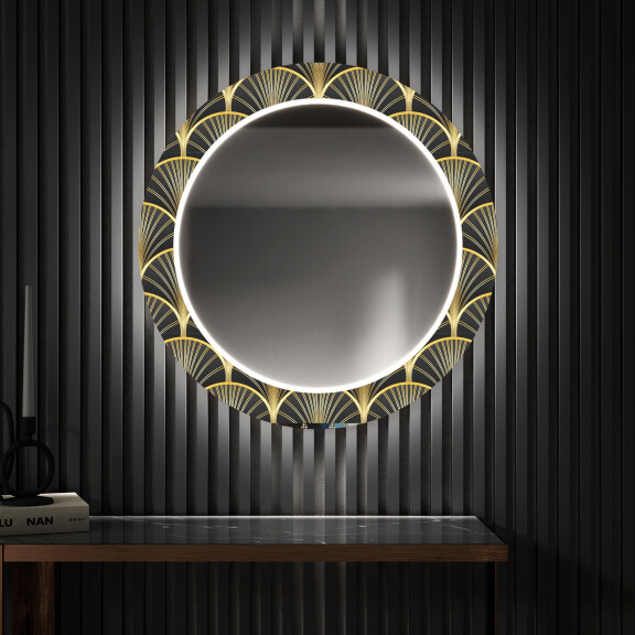 Espejos modernos decorativos grande pared con luz LED - art deco